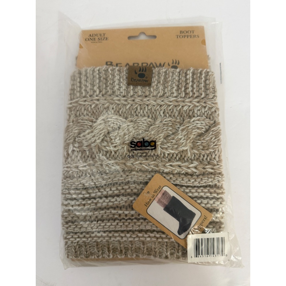 Bearpaw Women Oatmeal Heather Cable Knit Boot Toppers One Size NIP